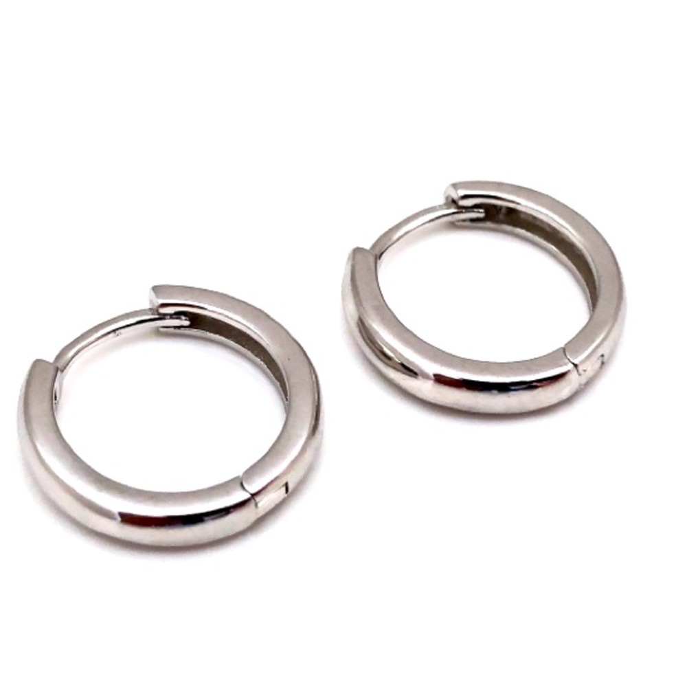14K White Gold Huggie Hoop Earrings